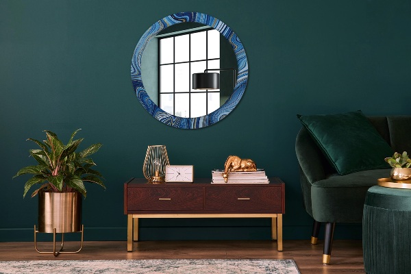 Round decorative mirror Blue marble