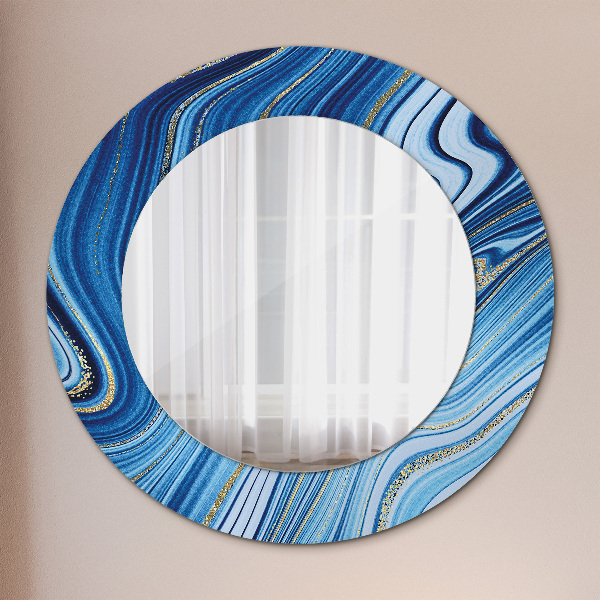 Round decorative mirror Blue marble