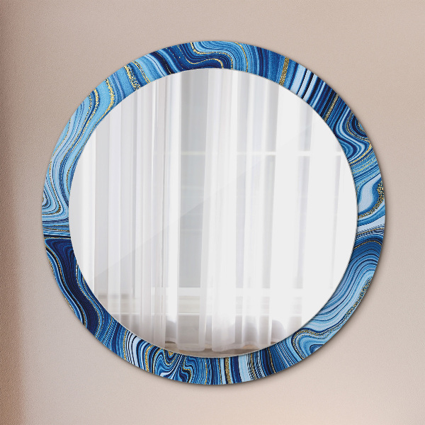 Round decorative mirror Blue marble