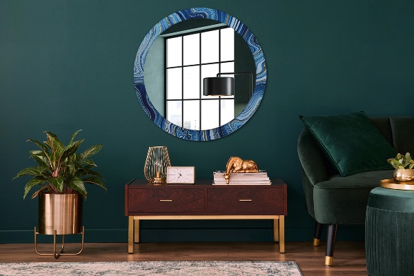Round decorative mirror Blue marble