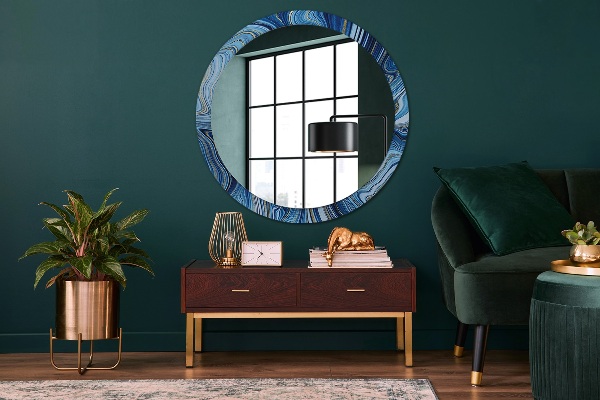 Round decorative mirror Blue marble