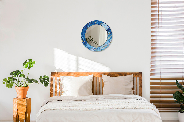 Round decorative mirror Blue marble