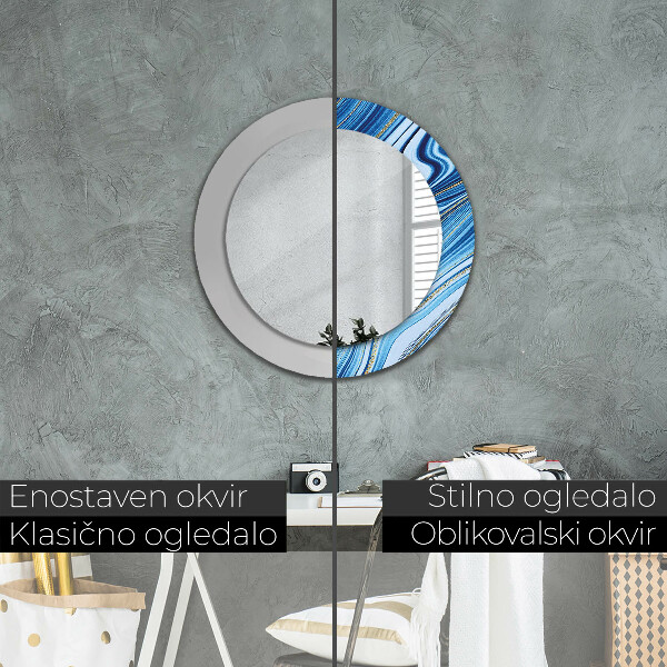 Round decorative mirror Blue marble