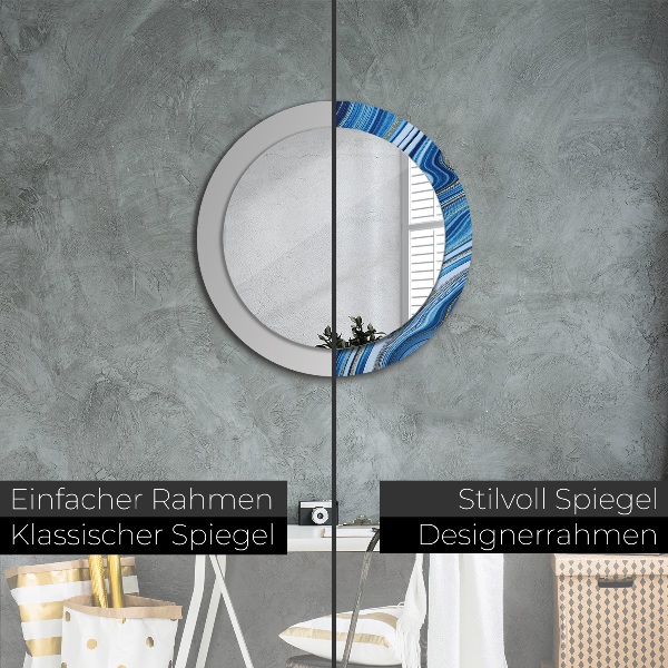 Round decorative mirror Blue marble