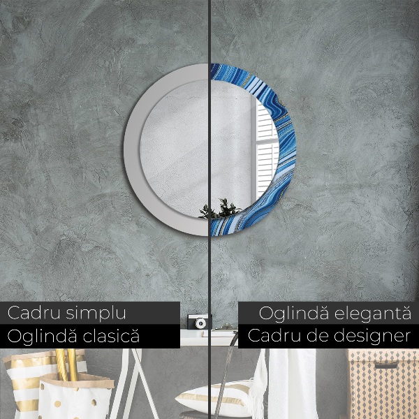 Round decorative mirror Blue marble