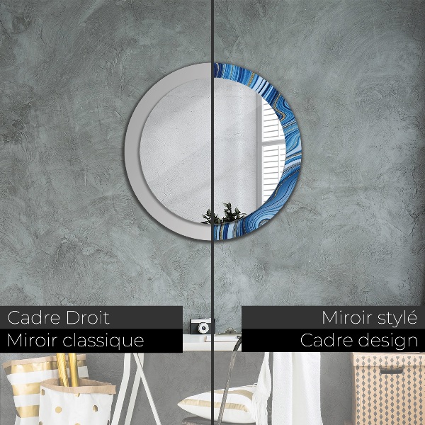 Round decorative mirror Blue marble