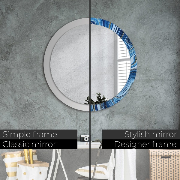 Round decorative mirror Blue marble