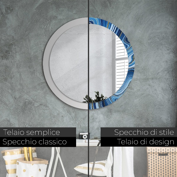 Round decorative mirror Blue marble