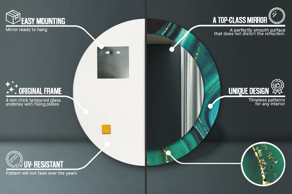 Round wall mirror decor Emerald marble