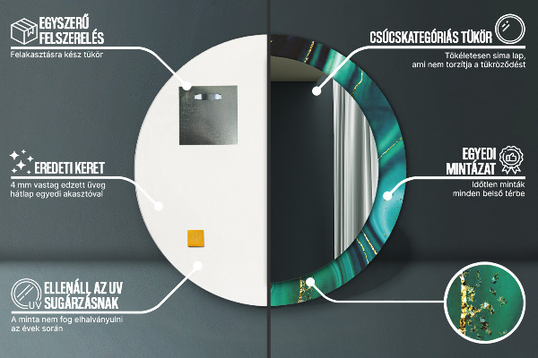 Round wall mirror decor Emerald marble