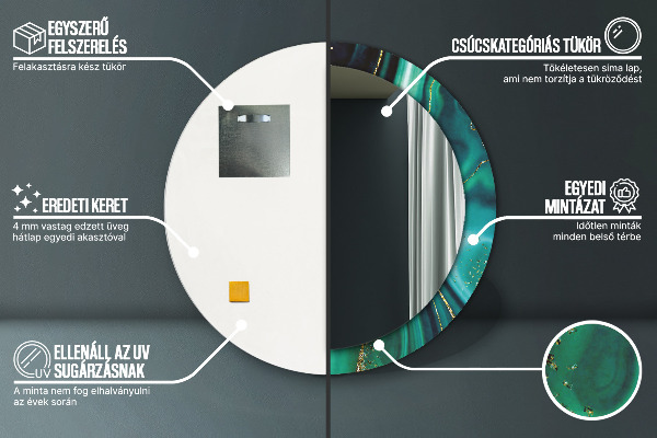 Round wall mirror decor Emerald marble