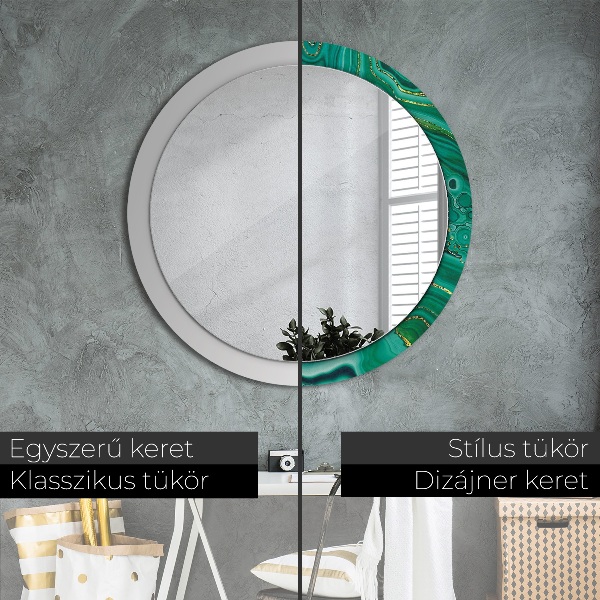 Round wall mirror decor Agat jaspis marble