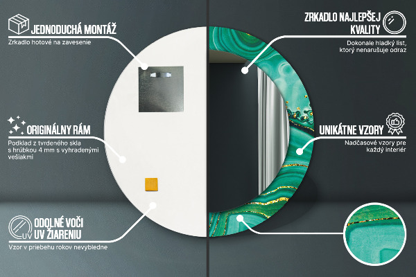 Round wall mirror decor Agat jaspis marble