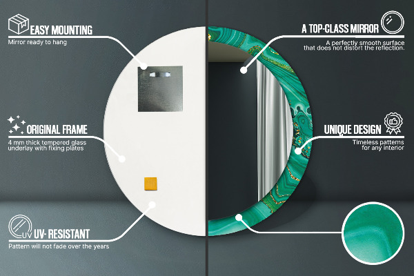 Round wall mirror decor Agat jaspis marble