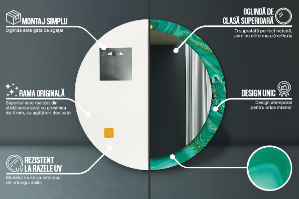 Round wall mirror decor Agat jaspis marble
