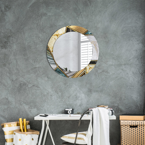 Round wall mirror decor Agat and gold marble