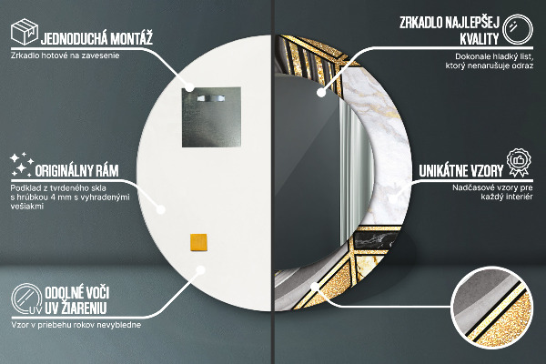 Round wall mirror decor Agat and gold marble