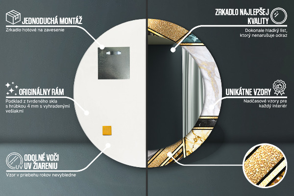 Round wall mirror decor Agat and gold marble