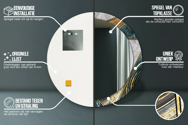 Round wall mirror decor Agat and gold marble