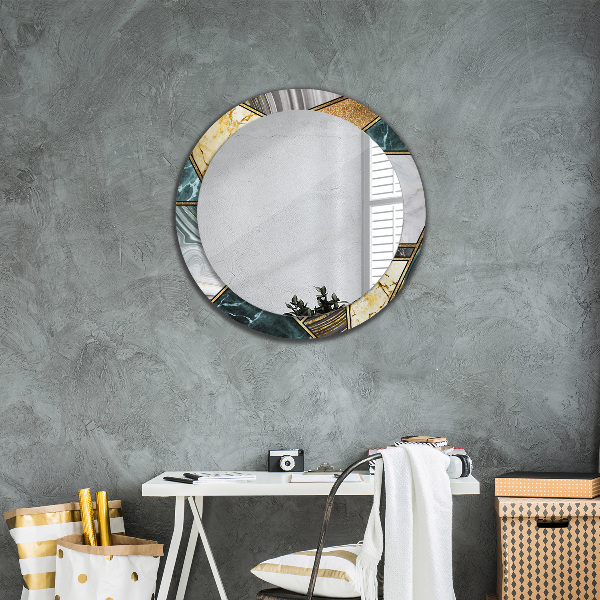 Round wall mirror decor Agat and gold marble