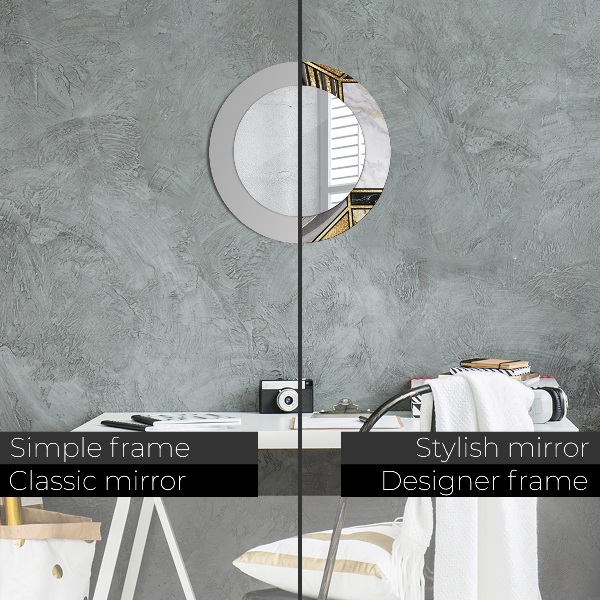 Round wall mirror decor Agat and gold marble