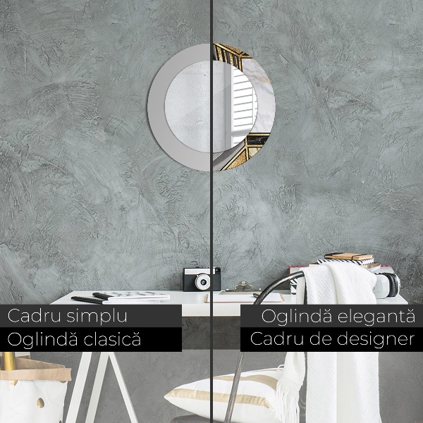 Round wall mirror decor Agat and gold marble