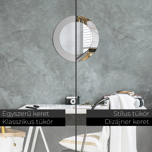 Round wall mirror decor Agat and gold marble