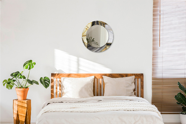 Round wall mirror decor Agat and gold marble