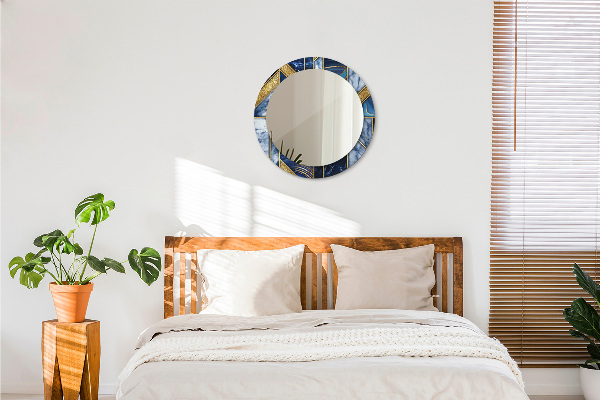 Round printed mirror Modern marble