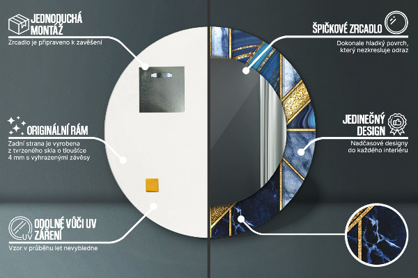 Round printed mirror Modern marble