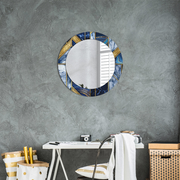 Round printed mirror Modern marble
