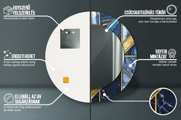 Round printed mirror Modern marble