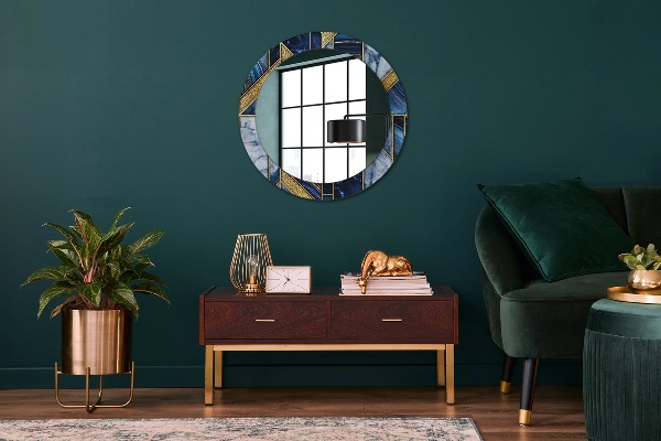 Round printed mirror Modern marble