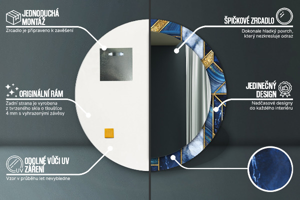 Round printed mirror Modern marble