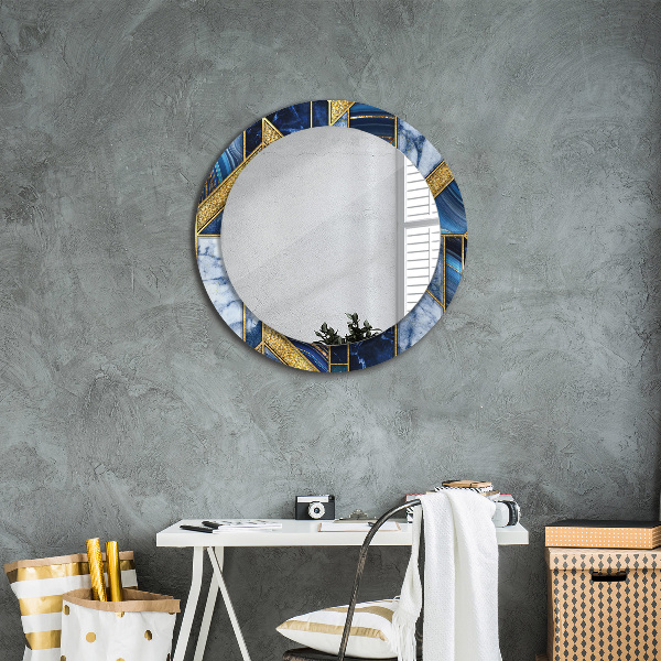 Round printed mirror Modern marble
