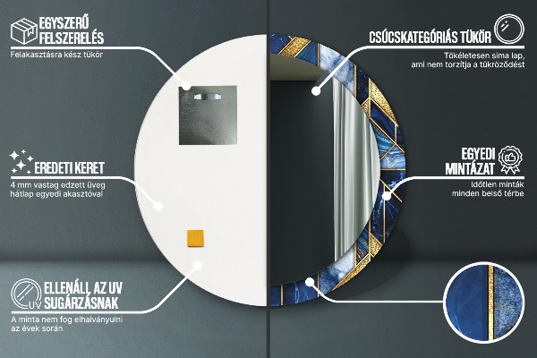 Round printed mirror Modern marble