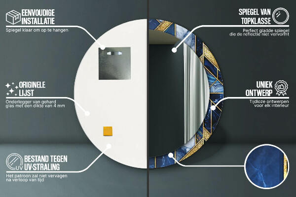 Round printed mirror Modern marble