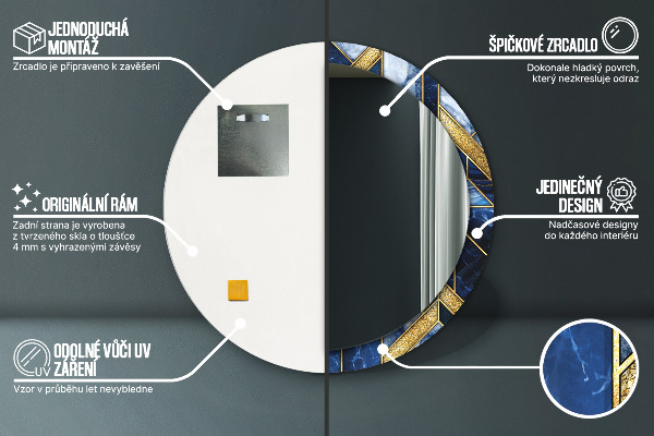 Round printed mirror Modern marble