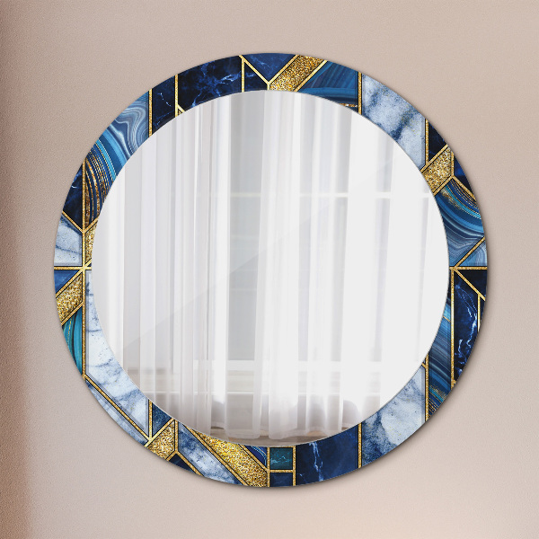 Round printed mirror Modern marble