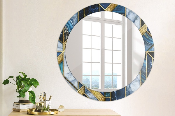 Round printed mirror Modern marble
