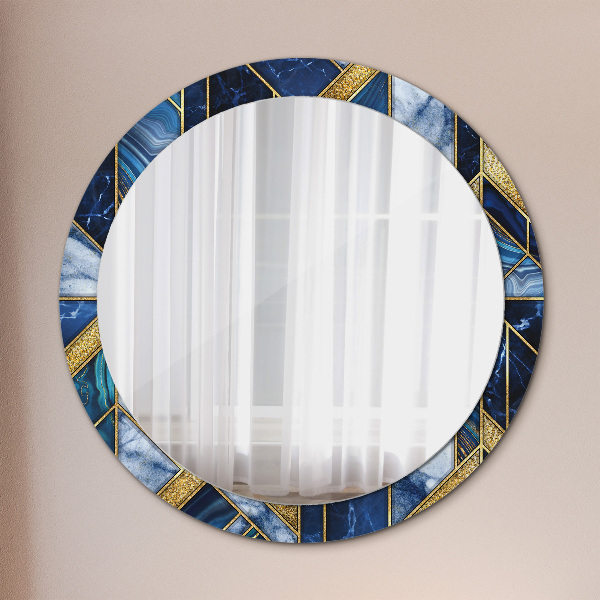 Round printed mirror Modern marble