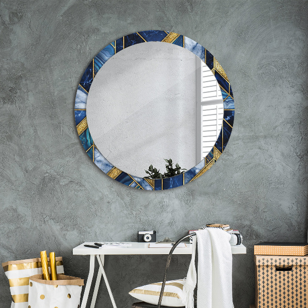 Round printed mirror Modern marble