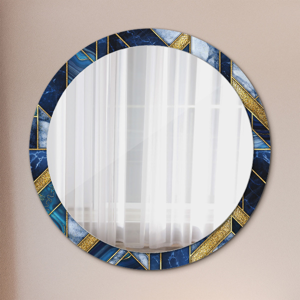 Round printed mirror Modern marble