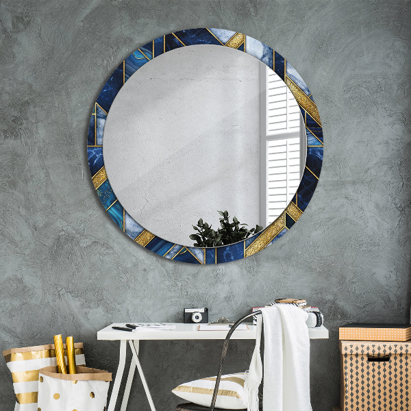Round printed mirror Modern marble
