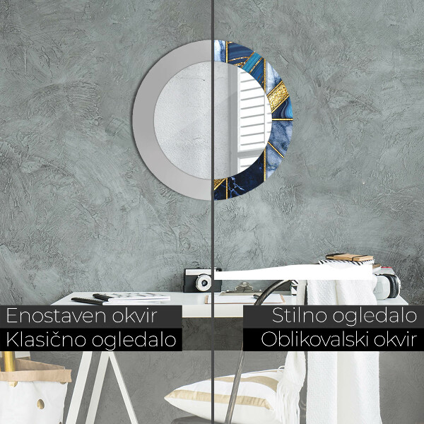 Round printed mirror Modern marble
