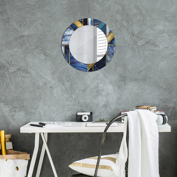 Round printed mirror Modern marble