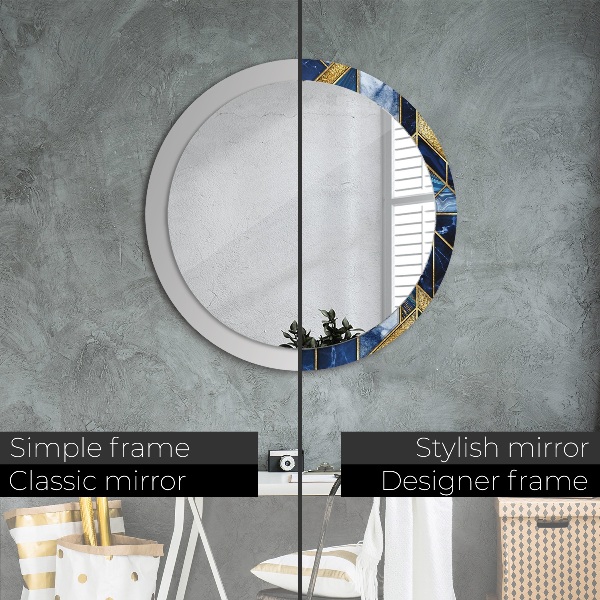 Round printed mirror Modern marble