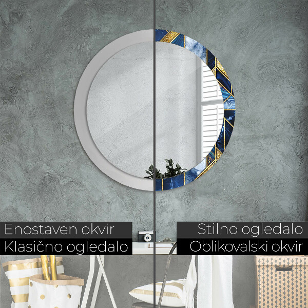 Round printed mirror Modern marble