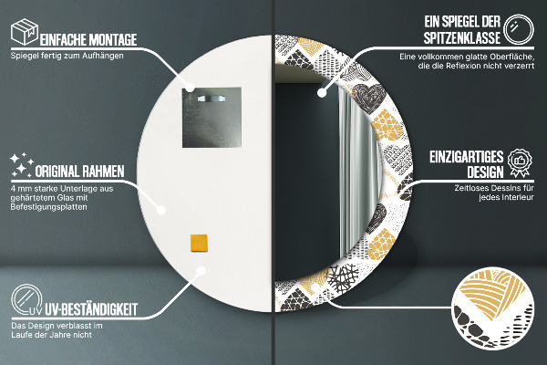 Round mirror frame with print Hearts doodle