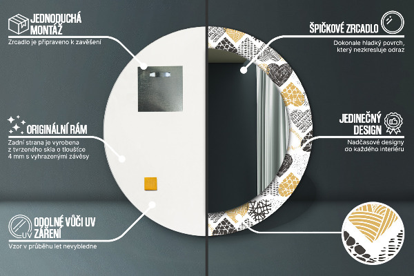 Round mirror frame with print Hearts doodle